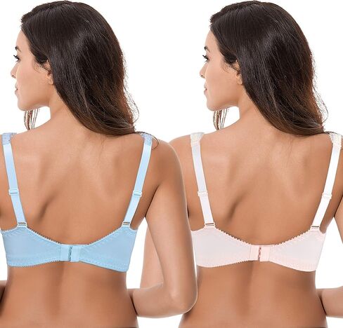 Curve Muse Women's Plus Size Minimizer Unlined Wireless Lace Full Coverage Bras in Saudi Arabia