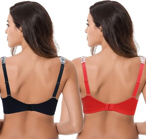 Curve Muse Women's Plus Size Minimizer Unlined Wireless Lace Full Coverage Bras in Saudi Arabia