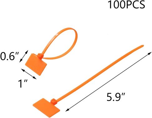 T Tulead Orange Zip Tags Cable Zip Ties Cord Self-Locking Label Nylon Tag Markers 100PCS in Saudi Arabia