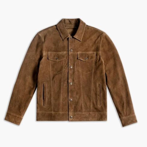 Isaac & David Chicago Men's Vintage Suede Suede Sudent Jacket - Denim Biker Cafe Racer Spin Western Western in Kuwait