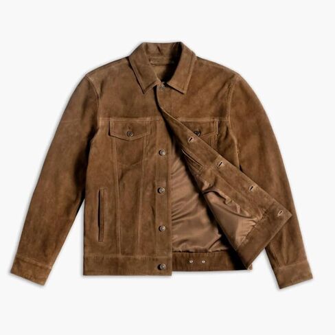 Isaac & David Chicago Men's Vintage Suede Suede Sudent Jacket - Denim Biker Cafe Racer Spin Western Western in Kuwait