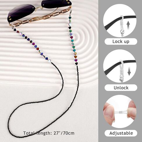 BILIONE Beaded Eyeglass Chains for Women and Men, Acrylic Eye Glasses Strap Around Neck, Sunglass Holder Hanger Lanyard in Kuwait