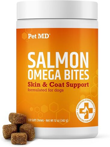 PET MD Salmon Oil Omega 3 for Dogs - Advanced Allergy & Itch Comfort for Dogs - Omega 3 & 6 ، EPA & DHA ، Oil Oil Oil Omga 3 Soft Love - 120 Count in Kuwait