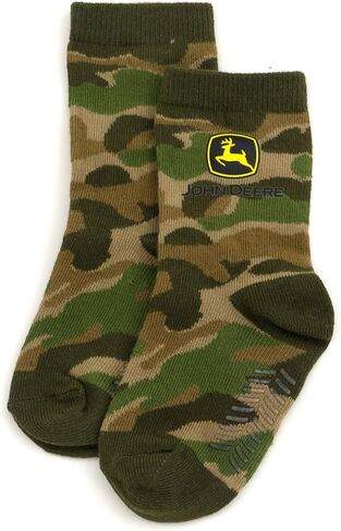 John Deere Truck 7 Pack Non-Slip Grip Crew Socks Infant to Little Kid Sizes (12-24 Months - 4-6) in Saudi Arabia