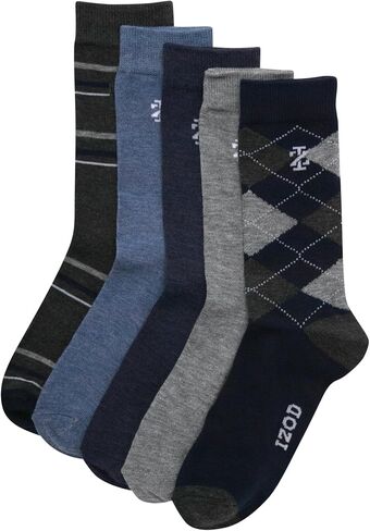 Izod Boys Crew Socks - 5 Pack Trease Soft Stretch Performance Crew Dress Dress For For Toddlers to Big Boys (حجم الحذاء: S -L) in Kuwait