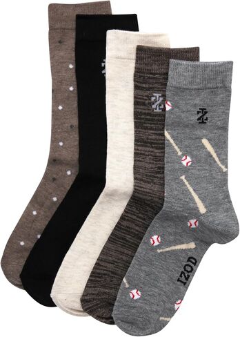 Izod Boys Crew Socks - 5 Pack Trease Soft Stretch Performance Crew Dress Dress For For Toddlers to Big Boys (حجم الحذاء: S -L) in Kuwait