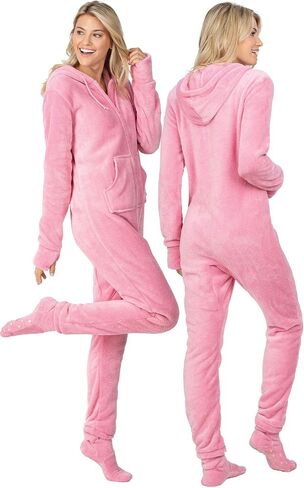 Pajamagram Womens Onesie - Pajamas البالغين ، هوديي فوتي ، Zip Front in Kuwait