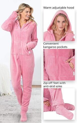 Pajamagram Womens Onesie - Pajamas البالغين ، هوديي فوتي ، Zip Front in Kuwait