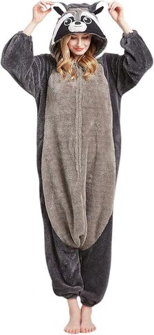 DarkCom Raccoon Onesie Halloween Costume One Piece Unisex Adult Pajamas Women Men Sleepwear Christmas Pajamas in Kuwait