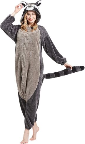 DarkCom Raccoon Onesie Halloween Costume One Piece Unisex Adult Pajamas Women Men Sleepwear Christmas Pajamas in Kuwait
