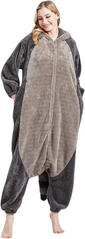 DarkCom Raccoon Onesie Halloween Costume One Piece Unisex Adult Pajamas Women Men Sleepwear Christmas Pajamas in Kuwait