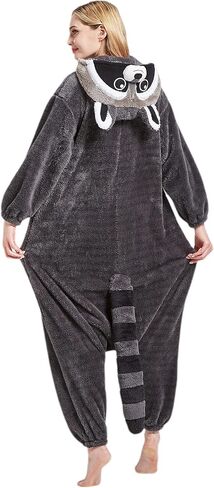 DarkCom Raccoon Onesie Halloween Costume One Piece Unisex Adult Pajamas Women Men Sleepwear Christmas Pajamas in Kuwait