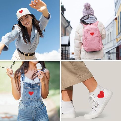 62 قطعة من المكواة على الرقع على شكل قلب، خياطة على/الكي على رقعات القلب، مكواة قلب مطرزة ملونة على الشارات، رقعة مزينة على شكل قلب قابلة للكي، للملابس والقبعات الجينز وحقائب الظهر والأحذية DIY إصلاح الديكور in Kuwait