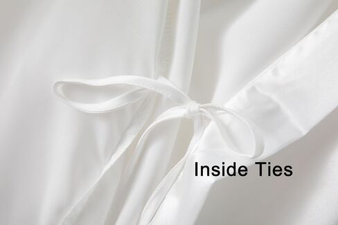 Voguemax Womens Long Bride Bridesmid Robe Lace Trim Sleep Wear Teed of Wedding Silky Kimono Robe in Kuwait