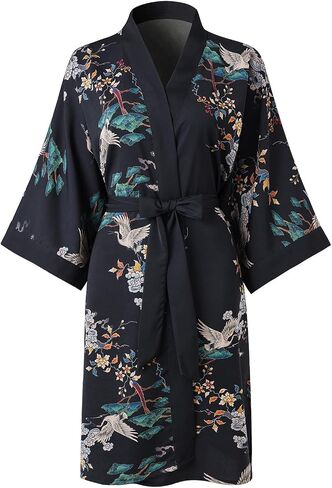 Ledamon Women's Kimono Short Robe for Women - Pocket Floral Bathrobe Nightgown in Kuwait