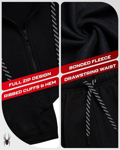 SPYDER MENS TRACK SUT - 2 قطعة من الرجال النشطين الصوفي zip up هوديي و sweatpants jogger ، والتعرق للرجال (S -XXL) in Kuwait
