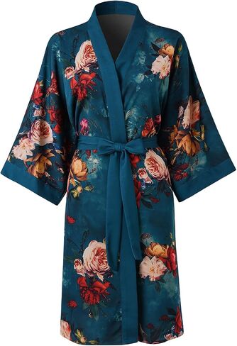 Ledamon Women's Kimono Short Robe for Women - Pocket Floral Bathrobe Nightgown in Kuwait