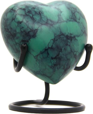 Heart Urn for Human Ashes - Mini Cremation Urn with Easy Secure Lid Opening - Keepsake Urn with Durable Stand for Loved One Ashes, Blue in Saudi Arabia