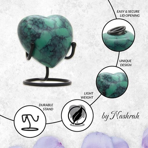 Heart Urn for Human Ashes - Mini Cremation Urn with Easy Secure Lid Opening - Keepsake Urn with Durable Stand for Loved One Ashes, Blue in Saudi Arabia