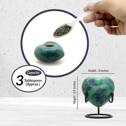 Heart Urn for Human Ashes - Mini Cremation Urn with Easy Secure Lid Opening - Keepsake Urn with Durable Stand for Loved One Ashes, Blue in Saudi Arabia