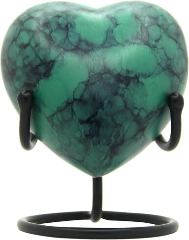 Heart Urn for Human Ashes - Mini Cremation Urn with Easy Secure Lid Opening - Keepsake Urn with Durable Stand for Loved One Ashes, Blue in Saudi Arabia