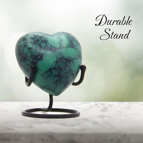Heart Urn for Human Ashes - Mini Cremation Urn with Easy Secure Lid Opening - Keepsake Urn with Durable Stand for Loved One Ashes, Blue in Saudi Arabia