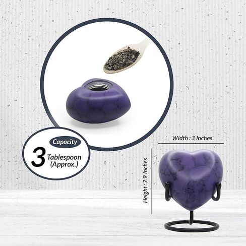 Heart Urn for Human Ashes - Mini Cremation Urn with Easy Secure Lid Opening - Keepsake Urn with Durable Stand for Loved One Ashes, Blue in Kuwait
