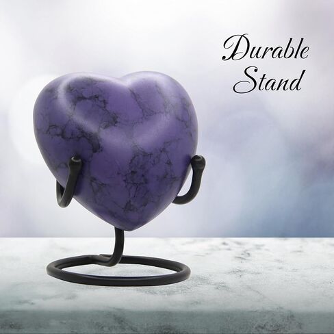 Heart Urn for Human Ashes - Mini Cremation Urn with Easy Secure Lid Opening - Keepsake Urn with Durable Stand for Loved One Ashes, Blue in Kuwait