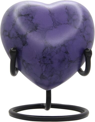Heart Urn for Human Ashes - Mini Cremation Urn with Easy Secure Lid Opening - Keepsake Urn with Durable Stand for Loved One Ashes, Blue in Kuwait