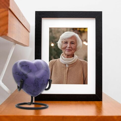 Heart Urn for Human Ashes - Mini Cremation Urn with Easy Secure Lid Opening - Keepsake Urn with Durable Stand for Loved One Ashes, Blue in Kuwait