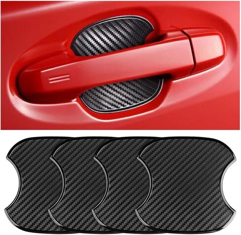 Mandark Car Door Handle Cup Scratch Protector, 4PCS 3D TPU Carbon Fiber Vehicle Door Bowl Sticker, Automotive Door Handle Paint Protective Film Cover Accessories, Universal for Most Cars (Large) in Kuwait