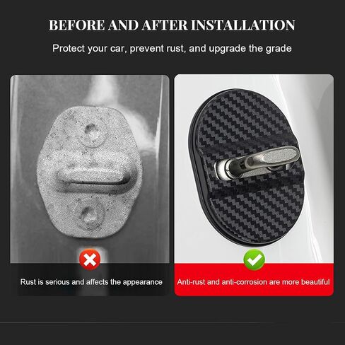 Mandark Car Door Lock Latches Cover, 4PCS Carbon Fiber Vehicle Door Lock Latches Protector, Automotive Door Lock Protection Trim Decoration Accessories, Universal for Most Cars (Black) in Kuwait