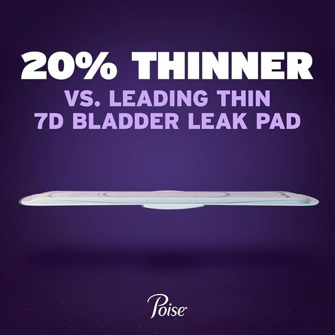 Poise Overnight Ultra Thin Incontinence & Postpartum Pads with Wings for Bladder Leaks, 8 Drop Extra Absorbent, Long Length, 20 Count in Saudi Arabia