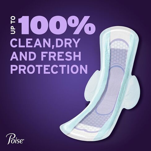 Poise Overnight Ultra Thin Incontinence & Postpartum Pads with Wings for Bladder Leaks, 8 Drop Extra Absorbent, Long Length, 20 Count in Saudi Arabia