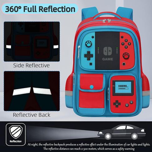 School Backpack for Boys - Gamer Boys Backpack for Kids Children Elementary Middle School - Students Bag for Ages 6-18,17″ Video Game Bookbag Travel Back Pack in Kuwait