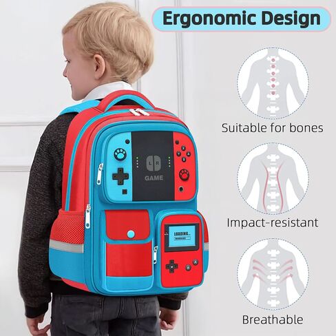 School Backpack for Boys - Gamer Boys Backpack for Kids Children Elementary Middle School - Students Bag for Ages 6-18,17″ Video Game Bookbag Travel Back Pack in Kuwait
