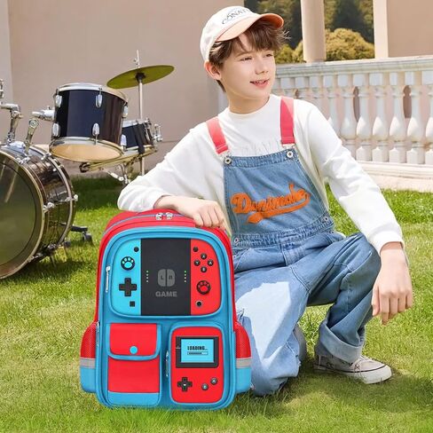 School Backpack for Boys - Gamer Boys Backpack for Kids Children Elementary Middle School - Students Bag for Ages 6-18,17″ Video Game Bookbag Travel Back Pack in Kuwait