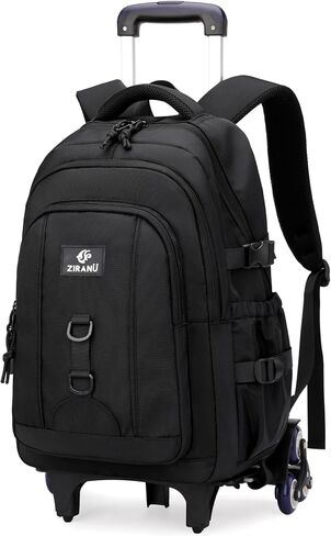 Black Boys Backpack with 6 Wheels, Rolling Kids Backpack for School Boys, Black in Kuwait