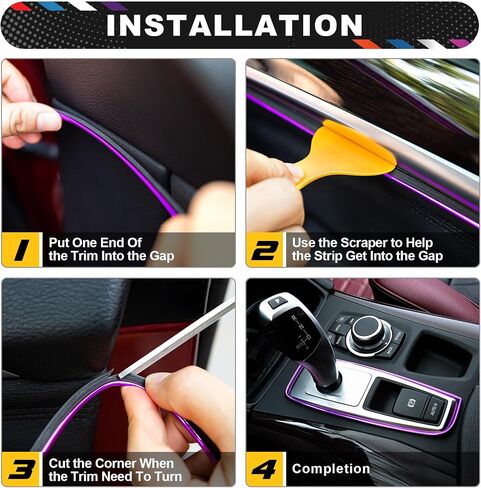 Car Interior Trim Strips - 16.4ft/5M Universal Blue Car Decor Car Gap Fillers Automobile Molding Line Decorative Accessories DIY Flexible Strip Garnish Accessory with Installing Tool in Kuwait