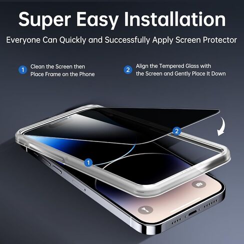 واقي شاشة الخصوصية SYNCWIRE لهاتف iPhone 15 6.1 بوصة [عبوة من قطعتين]، واقي زجاجي مقوى غير قابل للكسر 28 درجة مضاد للتجسس أسود [إطار سهل التركيب] [صلابة 9H] [خالٍ من الفقاعات] [لمس حساس] in Saudi Arabia