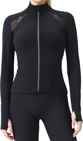 AARYA Women's Workout Jacket Athletic Gym Running Yoga Jackets Zip UP Lightweight jacket with Thumb Holes in Kuwait