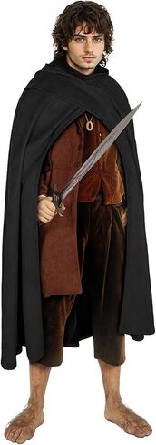 L'VOW Renaissance Cape with Hood Medieval Hooded Cape Halloween Sorcerer Hobbit Costume Cosplay in Kuwait
