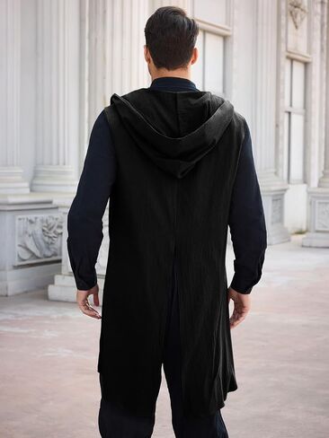 Runcati Mens Renaissance Witcoat Surcoat Medieval Knight Sleveless Tunic Tops Tabard Viking Holloween Cloak in Kuwait