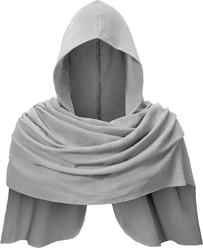 Adult Medieval Renaissance Hooded Cowl Multifunctional Scarf Shawl Cape Halloween Cosplay Costume Accessories in Kuwait