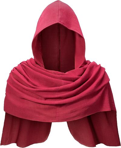 Adult Medieval Renaissance Hooded Cowl Multifunctional Scarf Shawl Cape Halloween Cosplay Costume Accessories in Kuwait