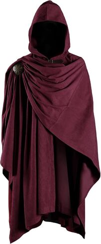 HiiFeuer Medieval Corduroy Hooded Cloak with Adjustable Brooch, Fantasy Poncho Renaissance Costume Cape Ren Faire Cosplay in Saudi Arabia