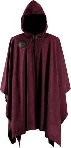 HiiFeuer Medieval Corduroy Hooded Cloak with Adjustable Brooch, Fantasy Poncho Renaissance Costume Cape Ren Faire Cosplay in Saudi Arabia