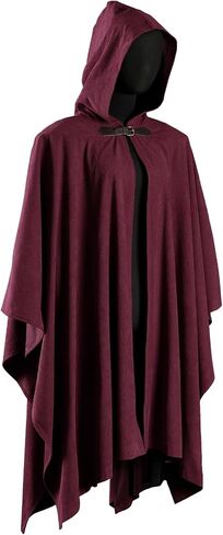 HiiFeuer Medieval Corduroy Hooded Cloak with Adjustable Brooch, Fantasy Poncho Renaissance Costume Cape Ren Faire Cosplay in Saudi Arabia