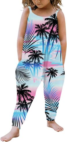 Kislio Toddler Baby Girls Jumpsuit One Piece Mermaid Romper Sleeveless Strap Summer Outfits Pockets Clothes 1-6 Years in Saudi Arabia