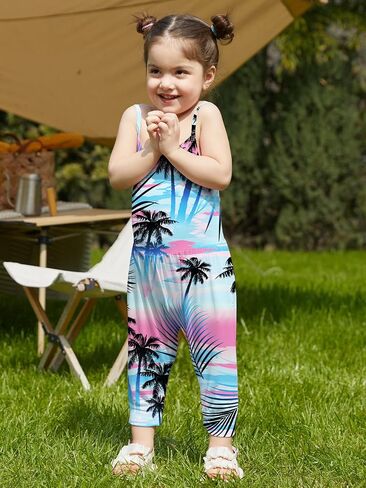 Kislio Toddler Baby Girls Jumpsuit One Piece Mermaid Romper Sleeveless Strap Summer Outfits Pockets Clothes 1-6 Years in Saudi Arabia